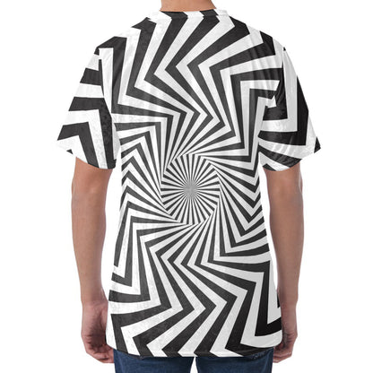 Angular Swirl Motion Illusion Print Men's Velvet T-Shirt