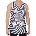 Angular Swirl Motion Illusion Print Men's Velvet Tank Top