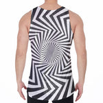 Angular Swirl Motion Illusion Print Men's Velvet Tank Top