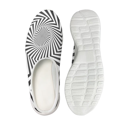 Angular Swirl Motion Illusion Print Mesh Casual Shoes