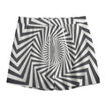 Angular Swirl Motion Illusion Print Mesh Shorts