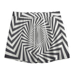 Angular Swirl Motion Illusion Print Mesh Shorts