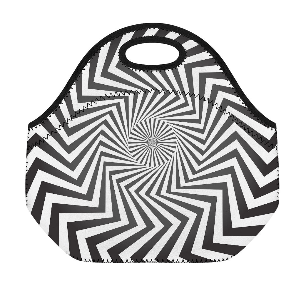 Angular Swirl Motion Illusion Print Neoprene Lunch Bag