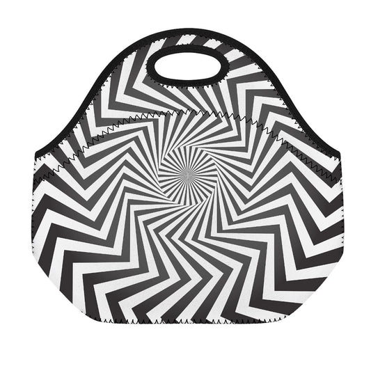 Angular Swirl Motion Illusion Print Neoprene Lunch Bag