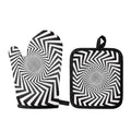 Angular Swirl Motion Illusion Print Oven Mitt And Pot Holder Set