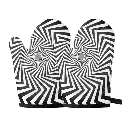 Angular Swirl Motion Illusion Print Oven Mitts