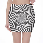 Angular Swirl Motion Illusion Print Pencil Mini Skirt