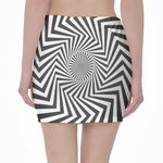 Angular Swirl Motion Illusion Print Pencil Mini Skirt