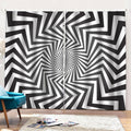 Angular Swirl Motion Illusion Print Pencil Pleat Curtains