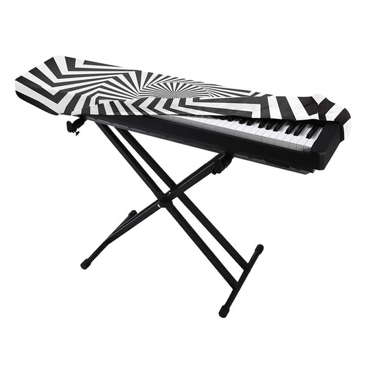Angular Swirl Motion Illusion Print Piano Keyboard Cover