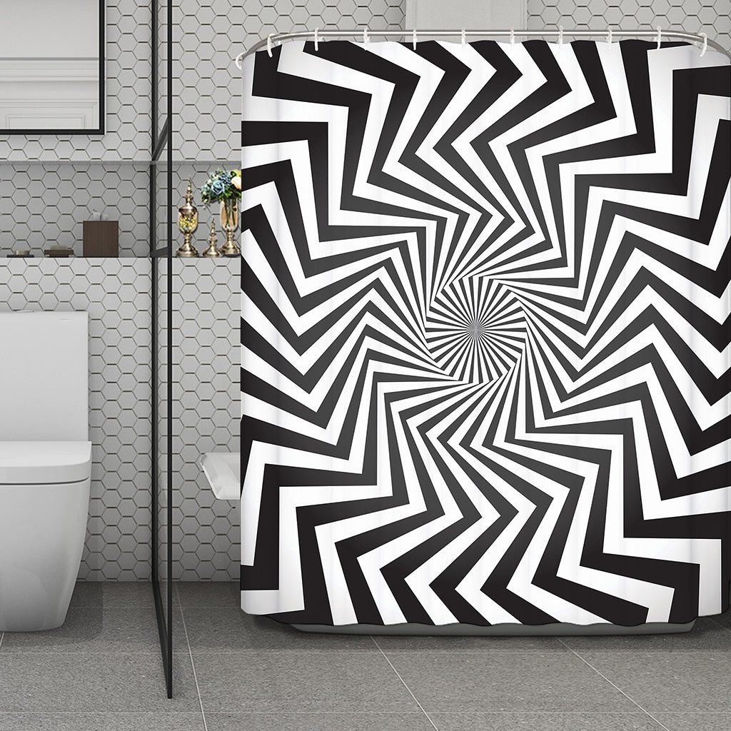 Angular Swirl Motion Illusion Print Polyester Shower Curtain