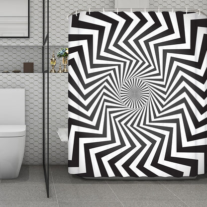 Angular Swirl Motion Illusion Print Polyester Shower Curtain