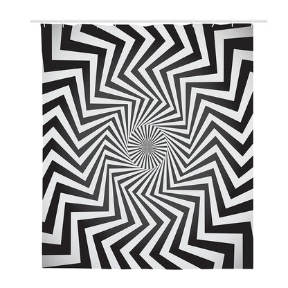 Angular Swirl Motion Illusion Print Polyester Shower Curtain