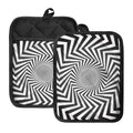 Angular Swirl Motion Illusion Print Pot Holders With Pocket