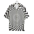 Angular Swirl Motion Illusion Print Rayon Hawaiian Shirt
