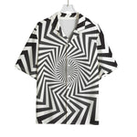 Angular Swirl Motion Illusion Print Rayon Hawaiian Shirt