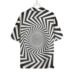Angular Swirl Motion Illusion Print Rayon Hawaiian Shirt