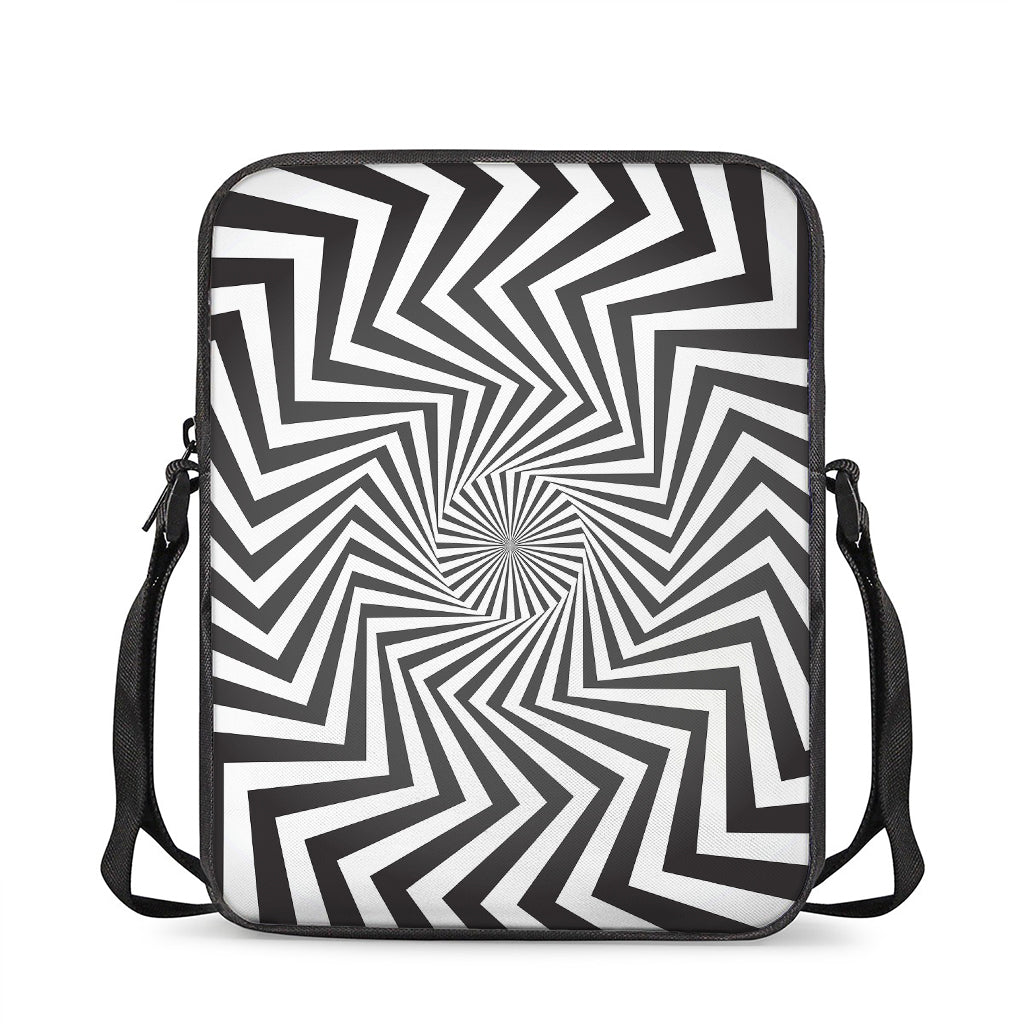 Angular Swirl Motion Illusion Print Rectangular Crossbody Bag