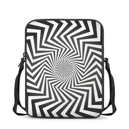 Angular Swirl Motion Illusion Print Rectangular Crossbody Bag