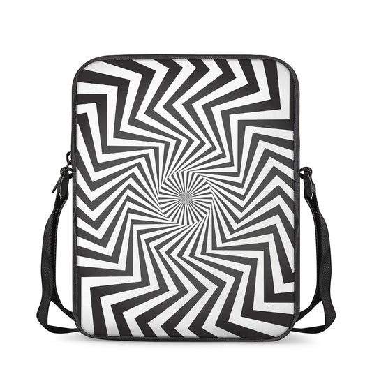 Angular Swirl Motion Illusion Print Rectangular Crossbody Bag