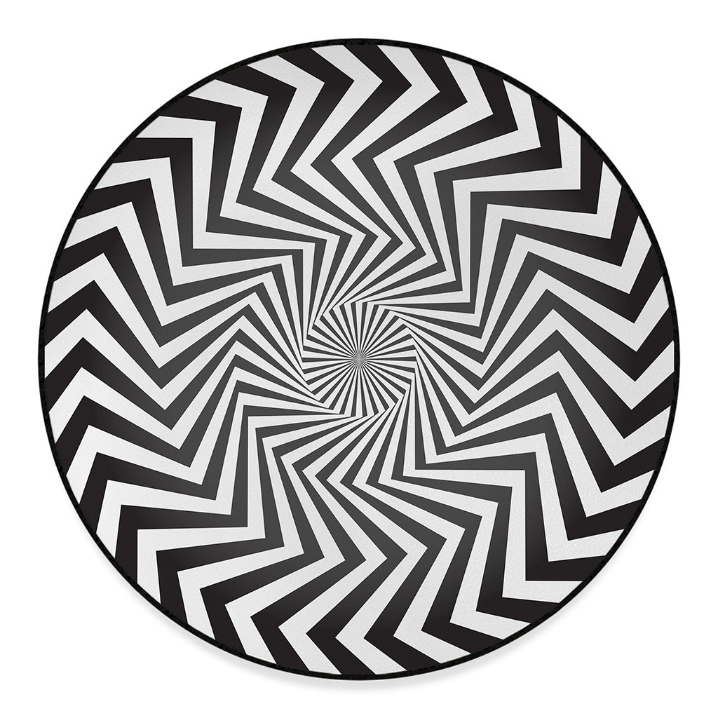 Angular Swirl Motion Illusion Print Round Floor Mat