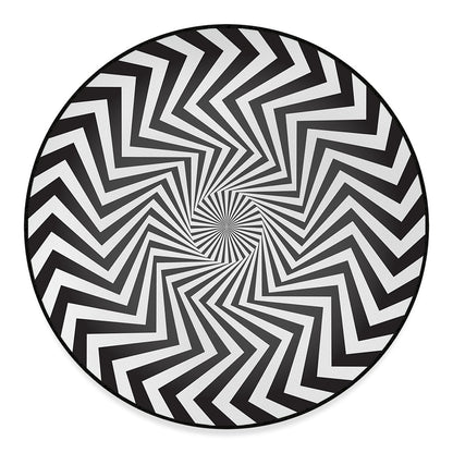 Angular Swirl Motion Illusion Print Round Floor Mat