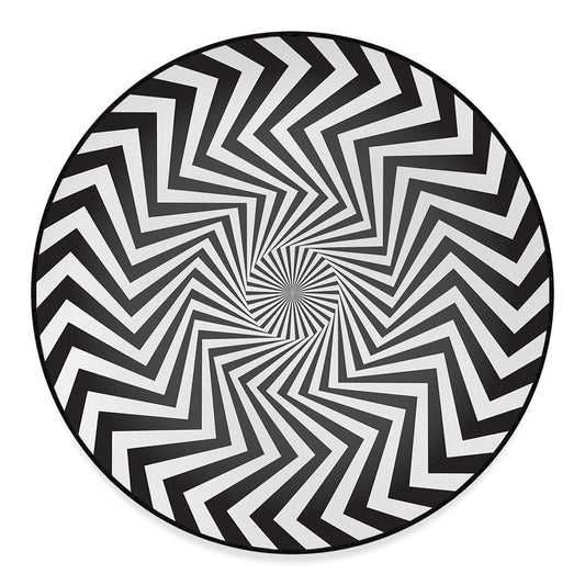 Angular Swirl Motion Illusion Print Round Floor Mat