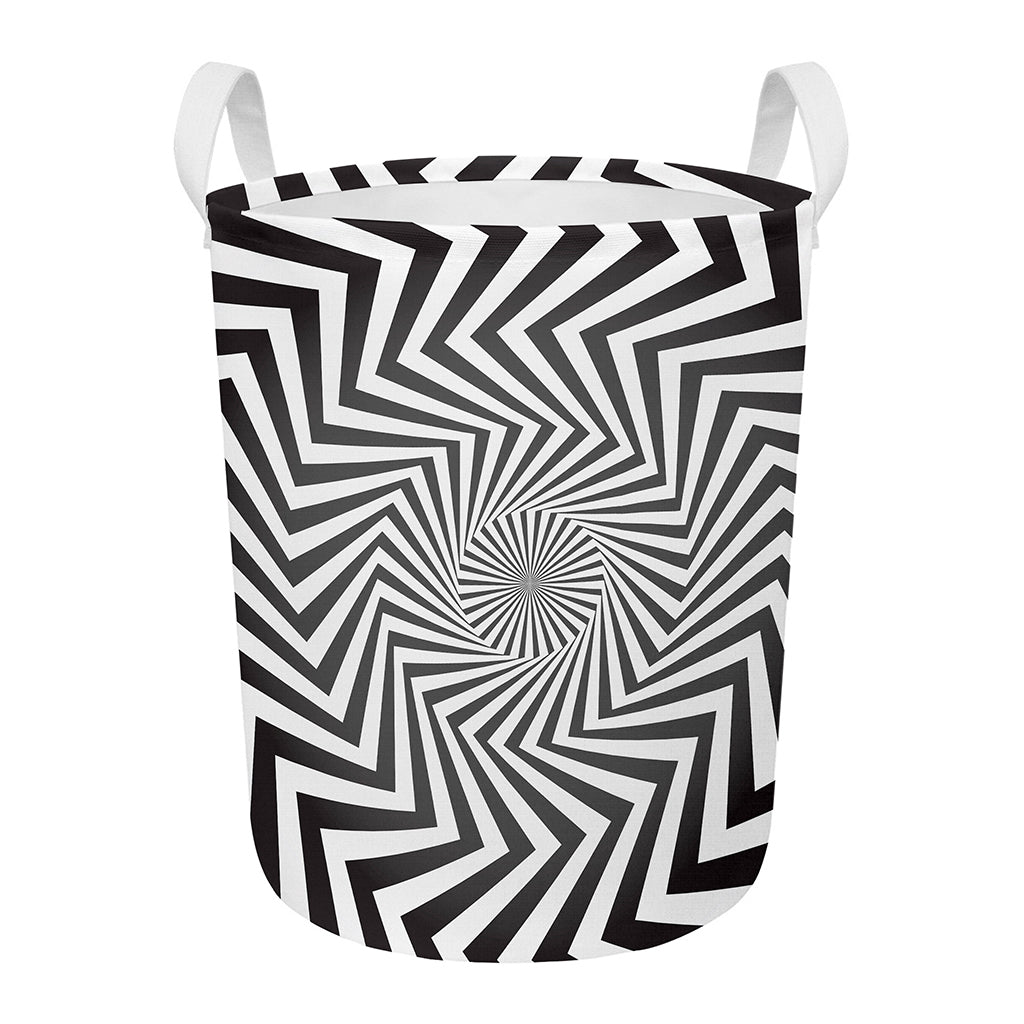 Angular Swirl Motion Illusion Print Round Laundry Basket