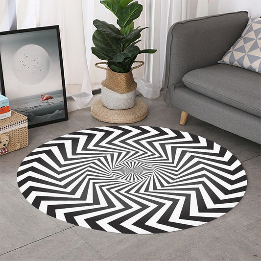 Angular Swirl Motion Illusion Print Round Rug