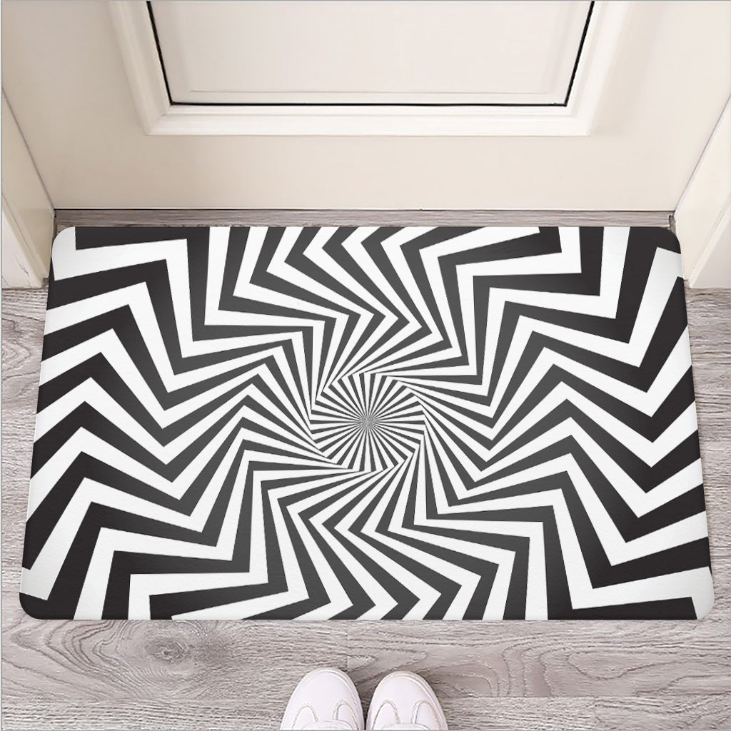 Angular Swirl Motion Illusion Print Rubber Doormat