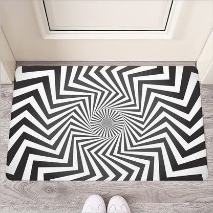 Angular Swirl Motion Illusion Print Rubber Doormat