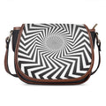 Angular Swirl Motion Illusion Print Saddle Bag