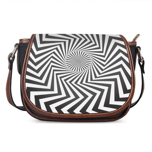 Angular Swirl Motion Illusion Print Saddle Bag