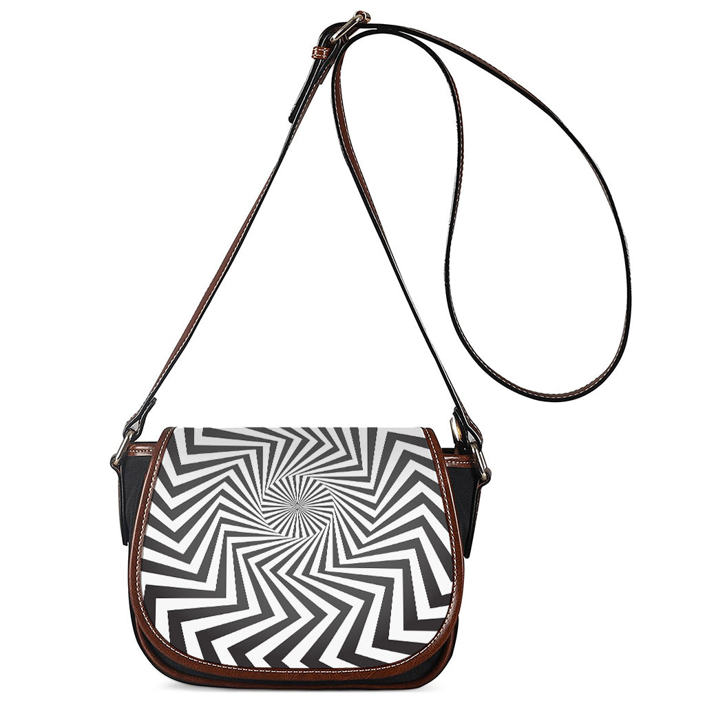 Angular Swirl Motion Illusion Print Saddle Bag