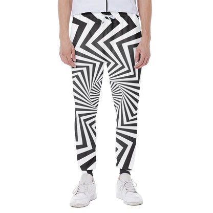 Angular Swirl Motion Illusion Print Scuba Joggers