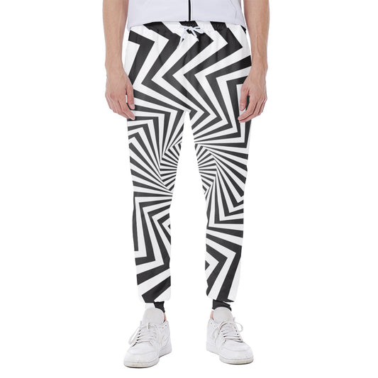 Angular Swirl Motion Illusion Print Scuba Joggers