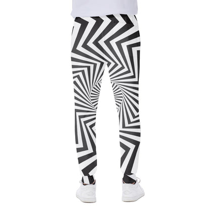 Angular Swirl Motion Illusion Print Scuba Joggers