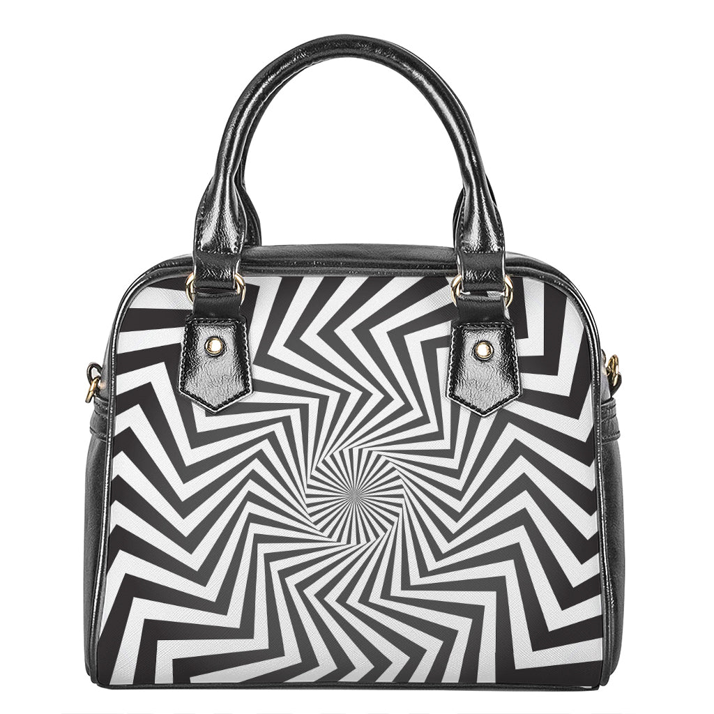 Angular Swirl Motion Illusion Print Shoulder Handbag