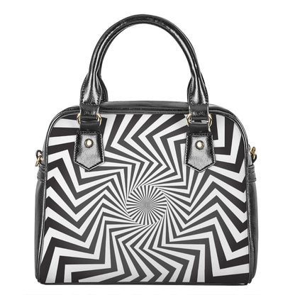 Angular Swirl Motion Illusion Print Shoulder Handbag