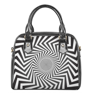 Angular Swirl Motion Illusion Print Shoulder Handbag