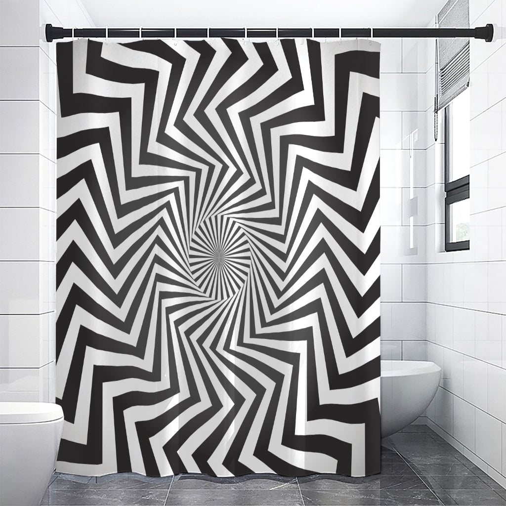 Angular Swirl Motion Illusion Print Shower Curtain