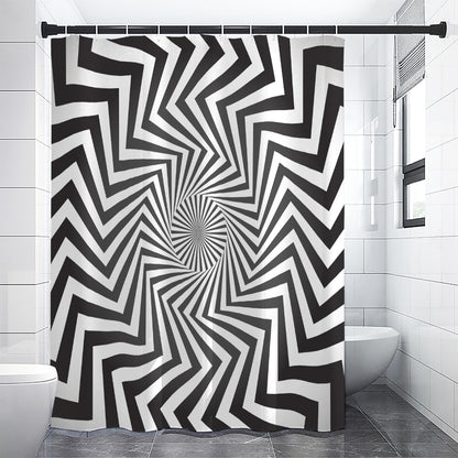 Angular Swirl Motion Illusion Print Shower Curtain