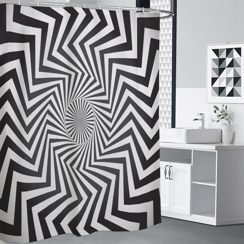 Angular Swirl Motion Illusion Print Shower Curtain