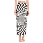 Angular Swirl Motion Illusion Print Side Slit Maxi Skirt