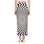 Angular Swirl Motion Illusion Print Side Slit Maxi Skirt