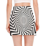 Angular Swirl Motion Illusion Print Side Slit Mini Skirt