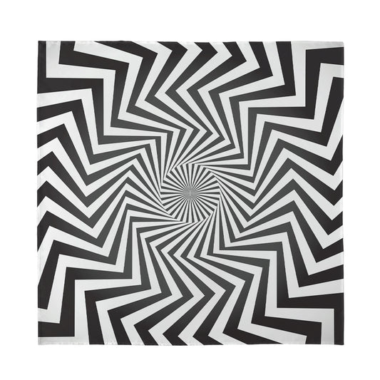 Angular Swirl Motion Illusion Print Silk Bandana