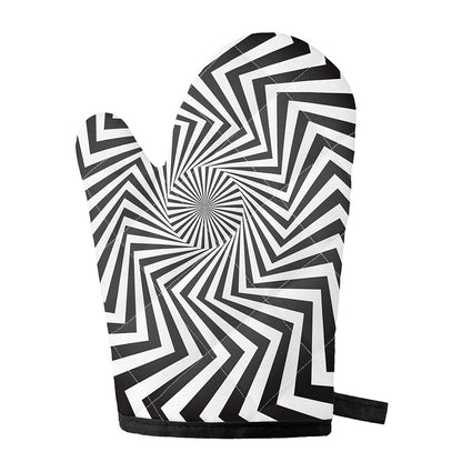 Angular Swirl Motion Illusion Print Single Oven Mitt