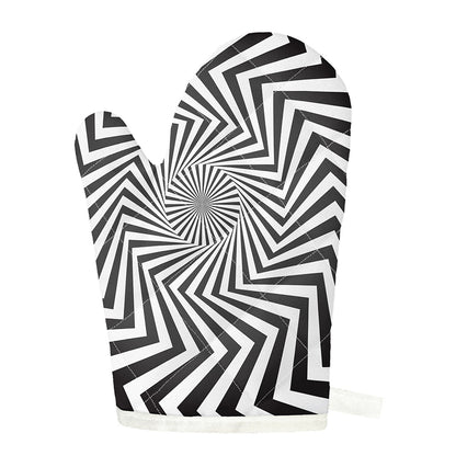 Angular Swirl Motion Illusion Print Single Oven Mitt