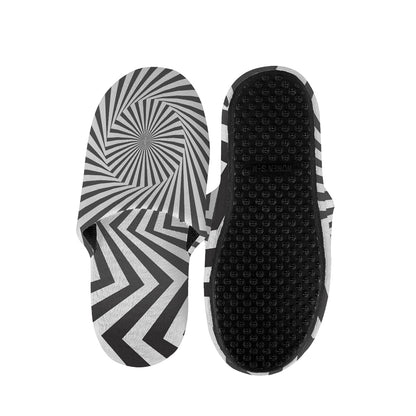 Angular Swirl Motion Illusion Print Slippers